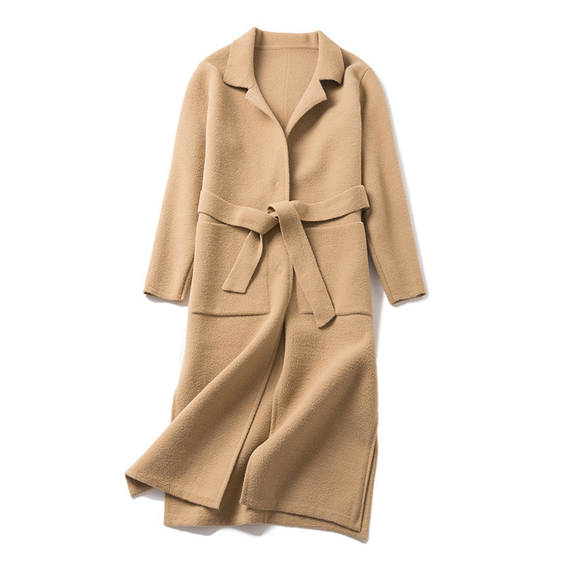 Office Lady Loose Womens Long Coats Outwear Winter Single Breasted Wool Blend Coat And Jacket Turn-down Collar Ladies Coats 201216