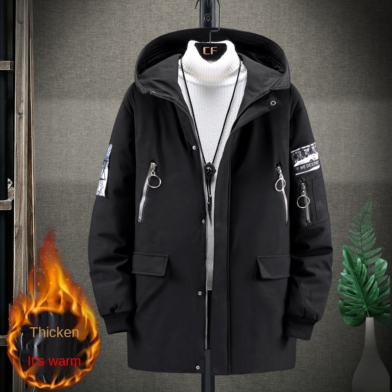 Winter Men's Down Cotton Coat Hooded Warm Jacket Black Windproof Parka Large Size 4XL-9XL 201028
