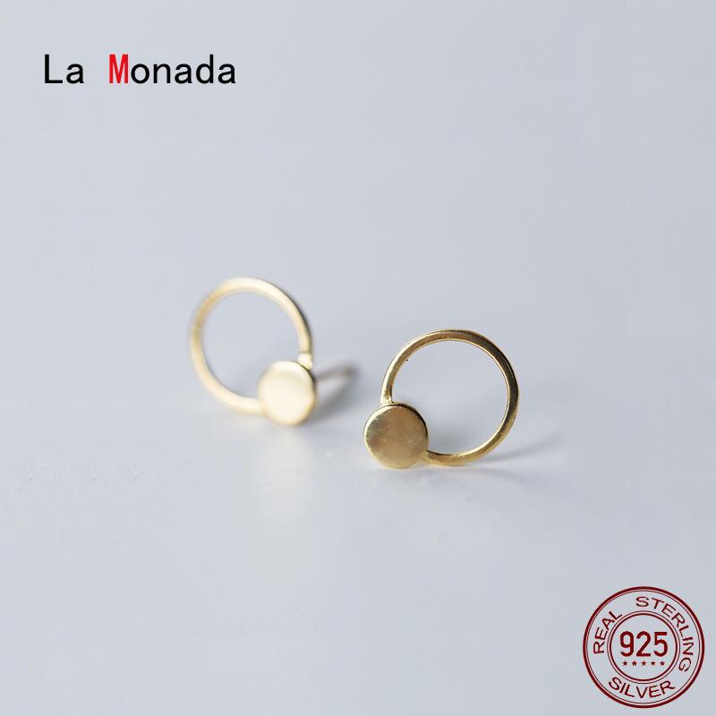 La Monada Circle Round Sterling Silver Stud Earrings For Women Fine Jewelry Minimalist Women Earrings Stud Silver 925 Girl