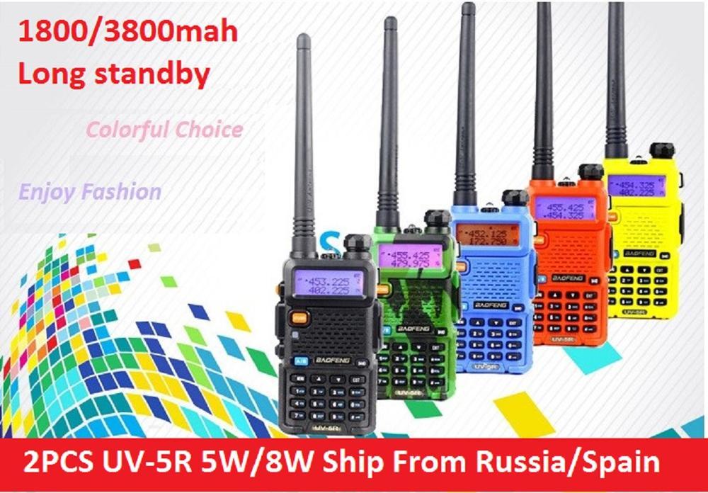 

2pcs Baofeng uv 5r 5w/8w CB radio 1800/3800mah VOX 10 Km VHF Walkie Talkie Two Way radio communicador for ham raido Baofeng uv5r