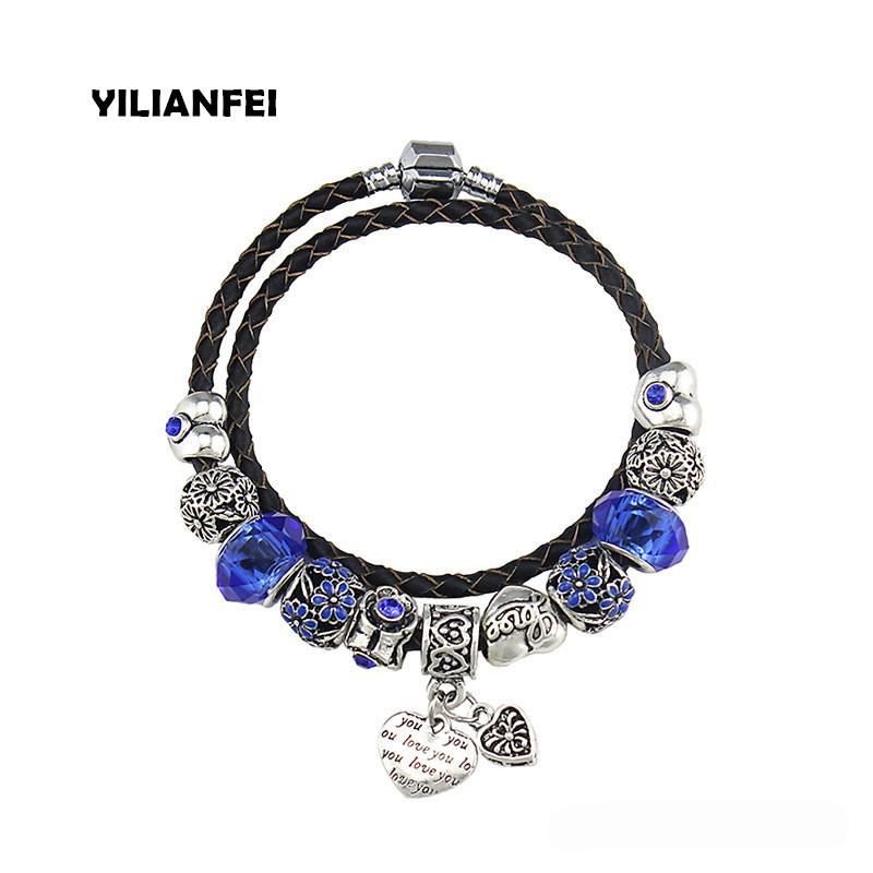 YILIANFEI High quality Heart pendant Leather cord Fashion Elegant Charm Bracelet & Bangles with violet Beads For Women BT0214
YILIANFEI High quality Heart pendant Leather cord Fashion Elegant Charm Bracelet & Bangles with violet Beads For Women BT0214