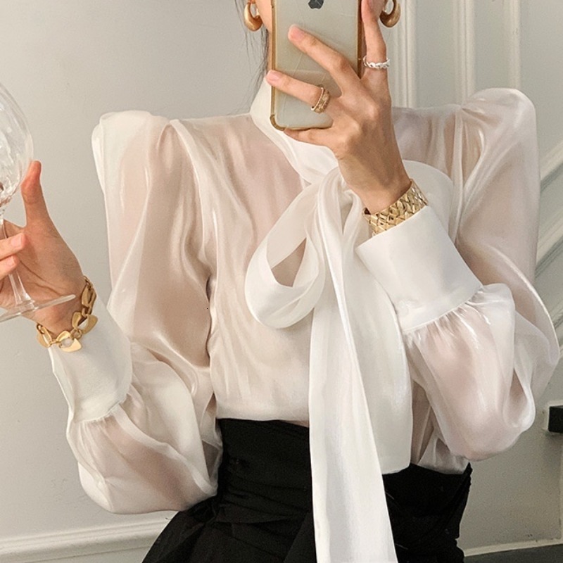 2021 New Elegant Thin Women's Shirts Solid Single Bow Breasted Puff Sleeves Loose Spring Blouses MZR4, Beige
2021 New Elegant Thin Women's Shirts Solid Single Bow Breasted Puff Sleeves Loose Spring Blouses MZR4, Beige