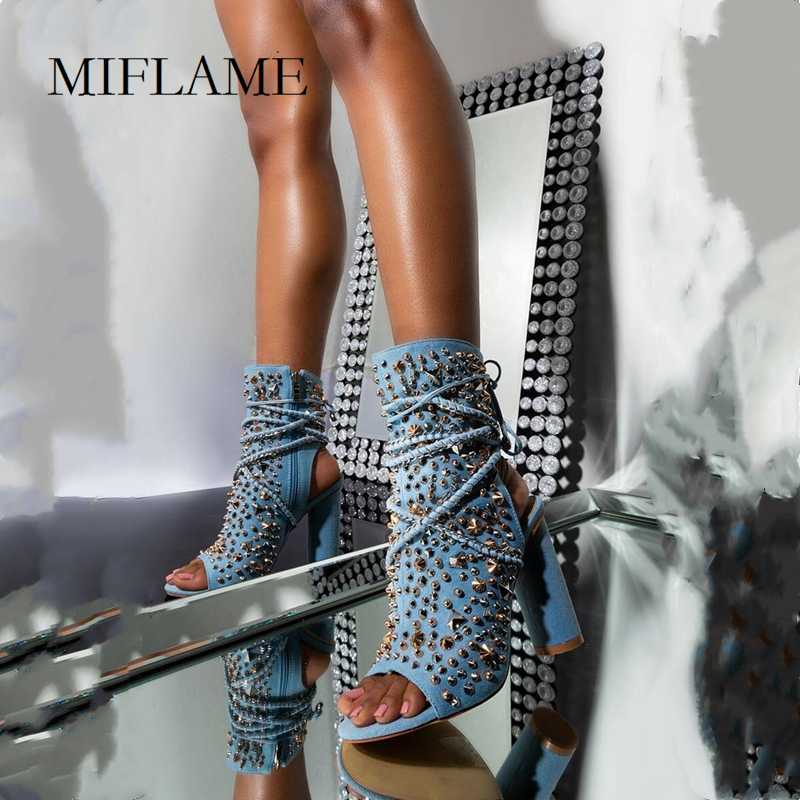 Trendy Square Heel Peep Toe Gladiator Boots Summer Light Blue Jeans Rivets Ankle Sandals Women Lace Up Zipper High Heels Shoes, Denim color
Trendy Square Heel Peep Toe Gladiator Boots Summer Light Blue Jeans Rivets Ankle Sandals Women Lace Up Zipper High Heels Shoes, Denim color
