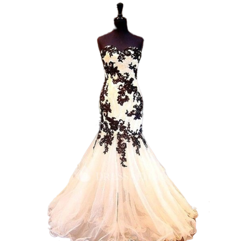 Vintage Sweetheart Black Lace Appliques Mermaid Wedding Dresses Strapless Sleeveless Long Tulle bridal Gowns Back Lace-up Plus Size Bride Wedding dres