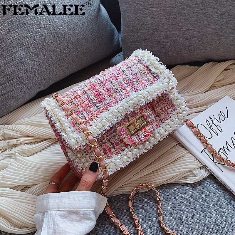 Chains Tweed Shoulder Winter Fashion Women Trendy Wool Korean 2019 New Crossbody Bag Ladies Pearls Bordered Hangbags Q1208, Classic colorful
Chains Tweed Shoulder Winter Fashion Women Trendy Wool Korean 2019 New Crossbody Bag Ladies Pearls Bordered Hangbags Q1208, Classic colorful