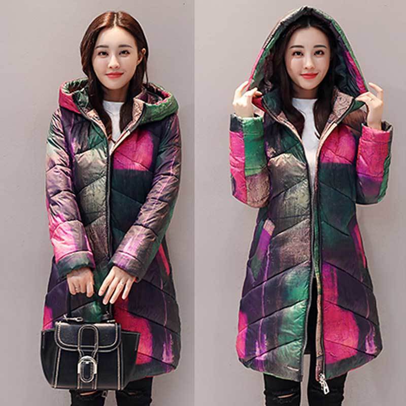 Printed Thicker Winter Down Cotton Jacket Women Ukraine Hooded Female Plus size Parka Long Coat new fashion padded Coats WZ402 Y201006
