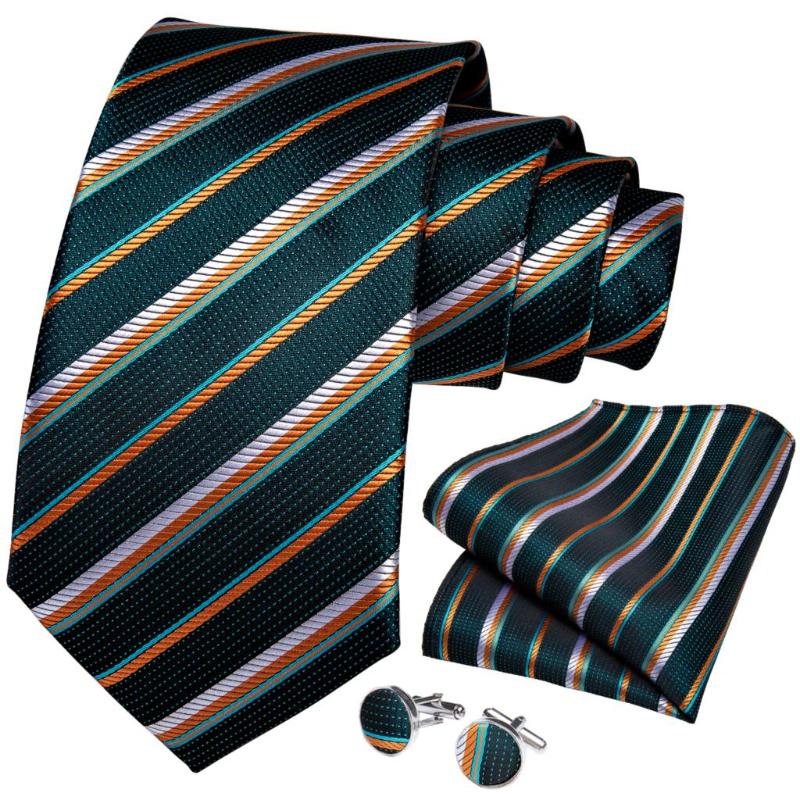 Bow Ties Men Tie Teal Green Gold Striped Design Silk Wedding For Handky Cufflink Gift Set DiBanGu Party Business SJT-7301
Bow Ties Men Tie Teal Green Gold Striped Design Silk Wedding For Handky Cufflink Gift Set DiBanGu Party Business SJT-7301