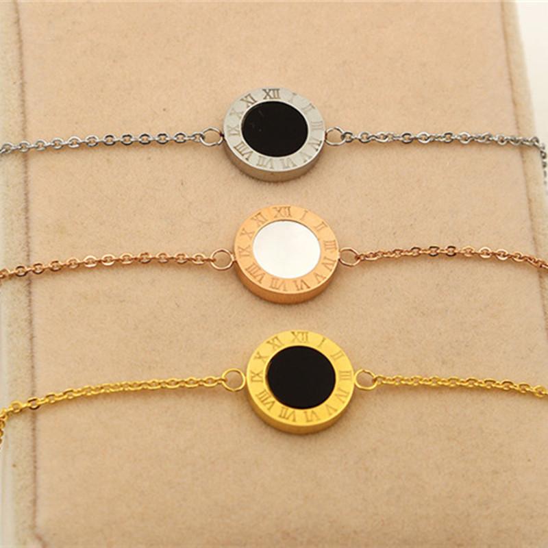 Double Side Black and White Color Roman Link Chain Bracelet For Women Jewelry Hollow Circle Shell Charm Bracelet K0011-1 
Double Side Black and White Color Roman Link Chain Bracelet For Women Jewelry Hollow Circle Shell Charm Bracelet K0011-1