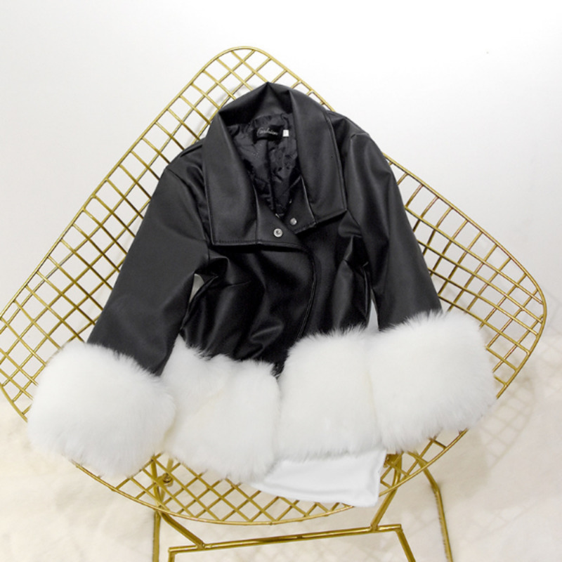 LANMREM Women PU Leather Clothing Autumn winter Loose Long Sleeve Turn-down Collar Artificial Fur short style Coat famale TA876 201020