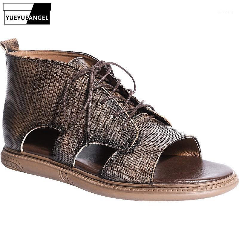 100% Genuine Leather Men Retro Lace Up Rome Sandals Business Summer Casual Outdoor Shoes Brand Hollow Out High Top Sandals Male1, Brown
100% Genuine Leather Men Retro Lace Up Rome Sandals Business Summer Casual Outdoor Shoes Brand Hollow Out High Top Sandals Male1, Brown