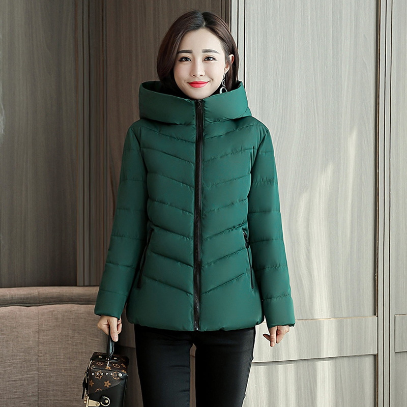 oversized cotton jacket for women winter thick parkas women's hooded stand collar thick casual solid female cold coat 201217