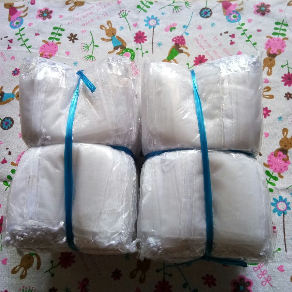 Wholesale 1000 Pcs/lot White Organza Drawstring Pouches 5x7 7x9 9x12 10x15cm Jewelry Gift Bags Wedding Packaging Bags&Pouches T200602