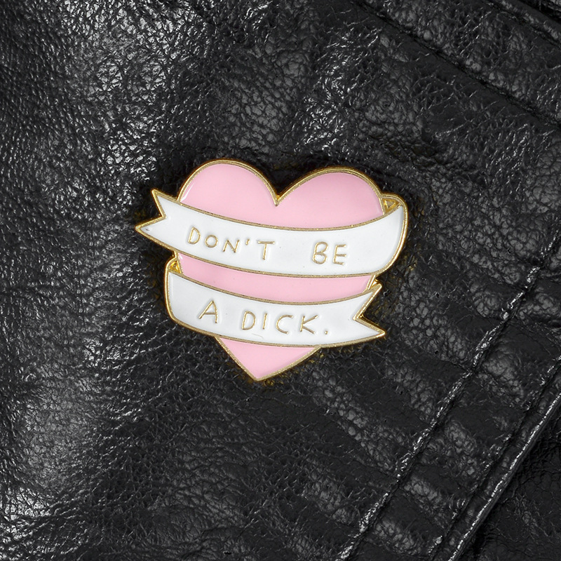 Heart Shaped Ribbon DON'T BE A DICK Pink Special Personality Tide New Brooch Creative Cartoon Lapel Denim Badge, As picture
Heart Shaped Ribbon DON'T BE A DICK Pink Special Personality Tide New Brooch Creative Cartoon Lapel Denim Badge, As picture