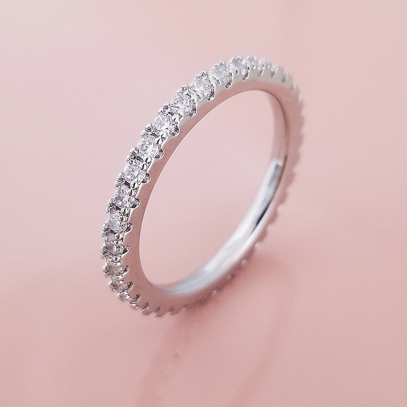 1.5MM Simple Fashion Wedding Band Rings Luxury Jewelry 925 Sterling Silver Pave White Sapphire CZ Diamond Gemstones Rose Gold Fill Women Engagement Ba