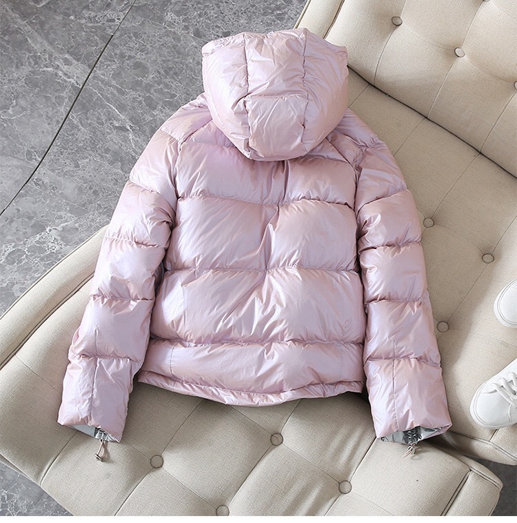 FTLZZ Silver Pink Down Coat Winter Jacket Women Hooded White Duck Down Parkas Female Loose Double Sided Waterproof Outerwear 201023