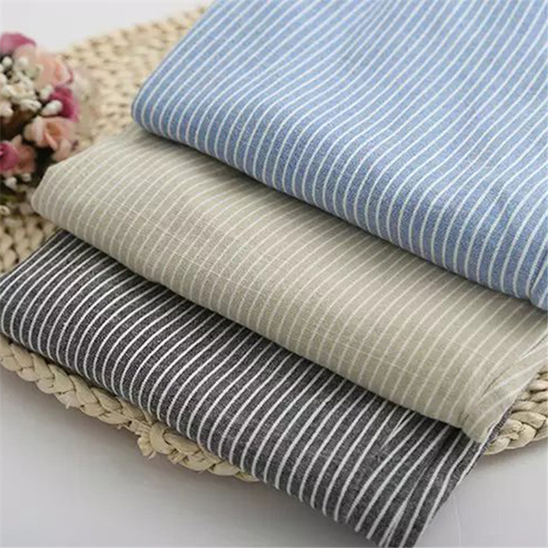 GAOKE Cotton Linen Women Casual Pants Fashion Loose Long Pants Elastic Waist Straight Striped Trousers Pantalon 201106