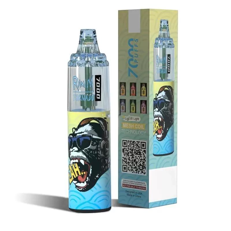 Original RandM Tornado 7000 Puffs Disposable e cigarettes vape Pen starter kit 14ml Pod With Mesh Coil 6 Glowing Colors Rechargeable Air-adjustable
Original RandM Tornado 7000 Puffs Disposable e cigarettes vape Pen starter kit 14ml Pod With Mesh Coil 6 Glowing Colors Rechargeable Air-adjustable