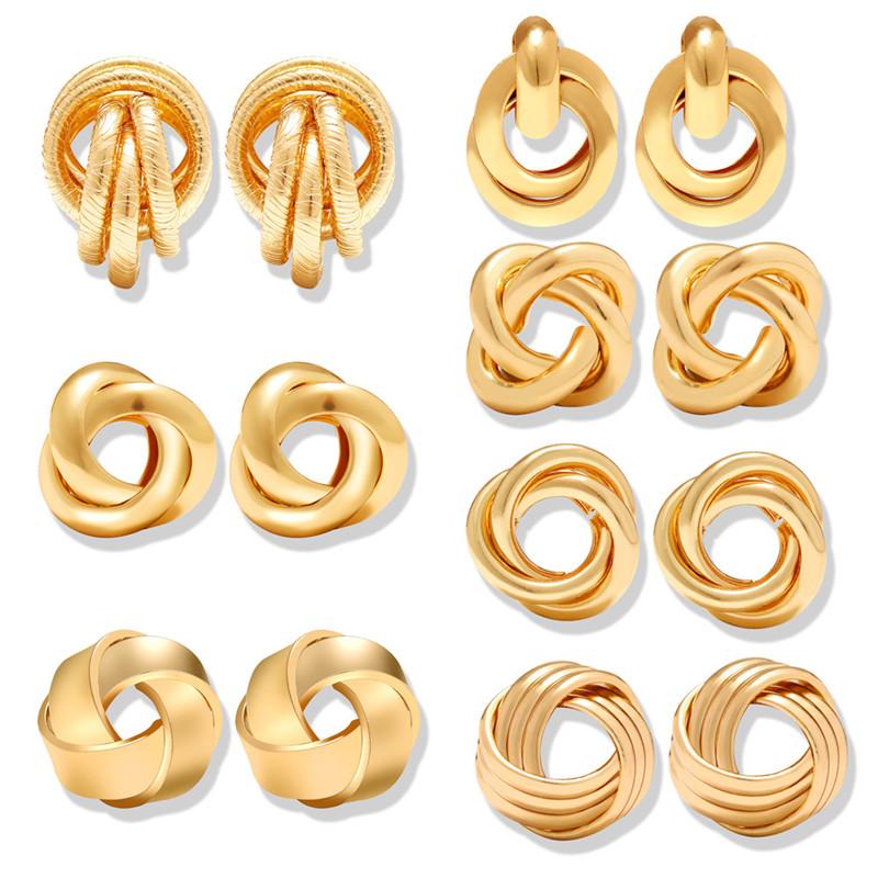 17KM 2020 Gold Color Knot Stud Earrings For Women New Fashion Brincos Statement Irregular Metal Round Earring Geometric Jewelry
17KM 2020 Gold Color Knot Stud Earrings For Women New Fashion Brincos Statement Irregular Metal Round Earring Geometric Jewelry