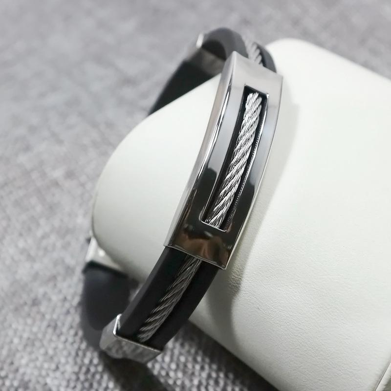 Steel Men's Steel Wire Hollow Bracelet Stainless Silicone Bracelet Fashion Gift Jieyang Factory Wholesale
Steel Men's Steel Wire Hollow Bracelet Stainless Silicone Bracelet Fashion Gift Jieyang Factory Wholesale