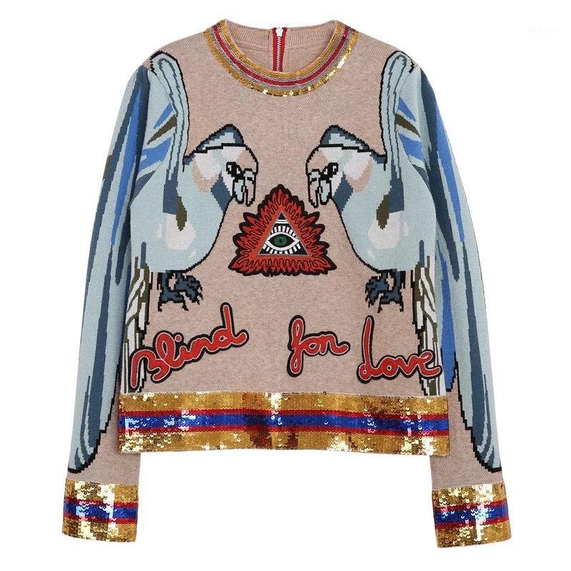 Spring Autumn Runway Embroidery Sequined Knitting Sweaters Fashion Parrot Jacquard Long Sleeve O Neck Women Pullover Jumper1, Picture color
Spring Autumn Runway Embroidery Sequined Knitting Sweaters Fashion Parrot Jacquard Long Sleeve O Neck Women Pullover Jumper1, Picture color