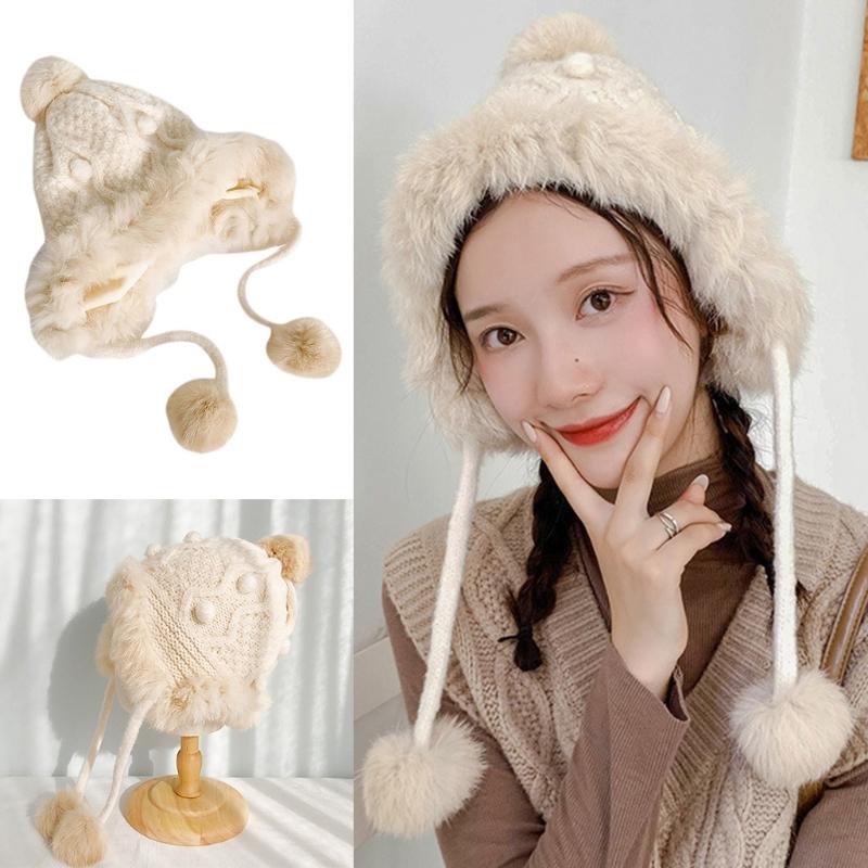 Women Winter Chunky Knit Contrast Color Beanie Hat Letters Embroidery Thick Plush Lined Cute Pompom Earflap Trapper Cap, Black
Women Winter Chunky Knit Contrast Color Beanie Hat Letters Embroidery Thick Plush Lined Cute Pompom Earflap Trapper Cap, Black