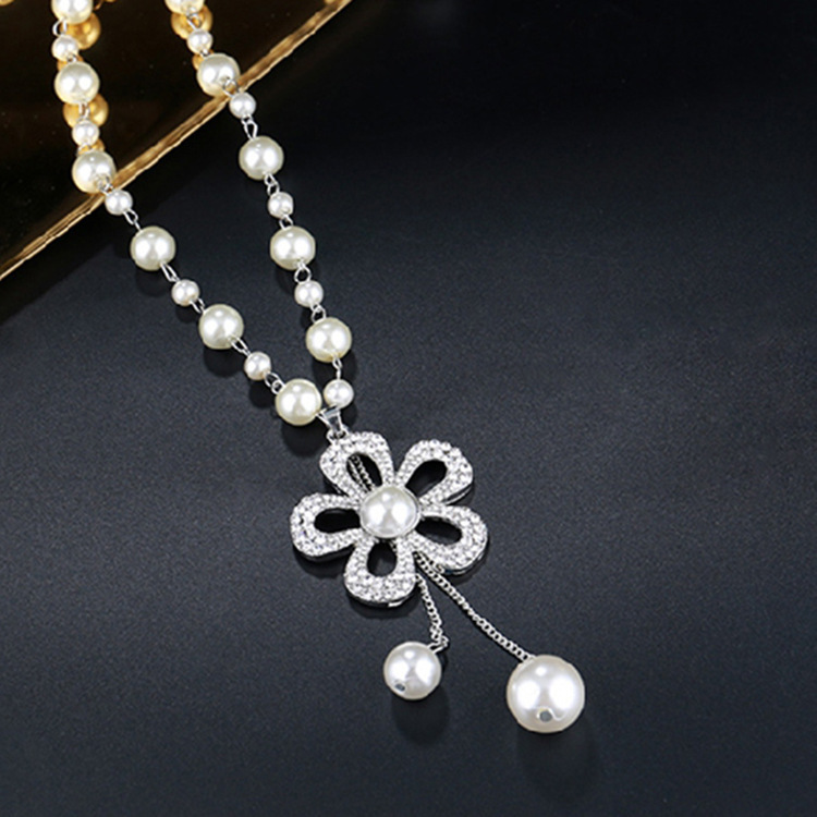 Women's long pearl necklace fashion crystal tassel pendant hanging chain autumn and winter accessories GD1150