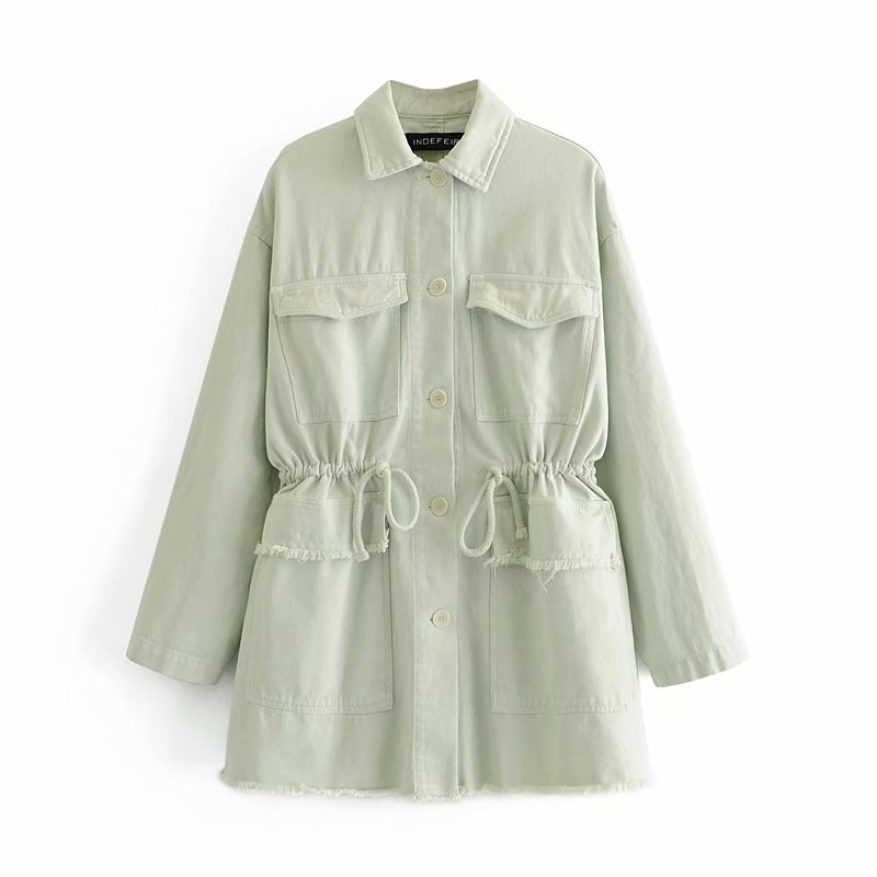 2021 New Streetwear Feminine Turn Down Collar Jacket Fashion Ladies Green Cordon Outerwear Chic Woman's Waist Loose Tops TWP7
2021 New Streetwear Feminine Turn Down Collar Jacket Fashion Ladies Green Cordon Outerwear Chic Woman's Waist Loose Tops TWP7