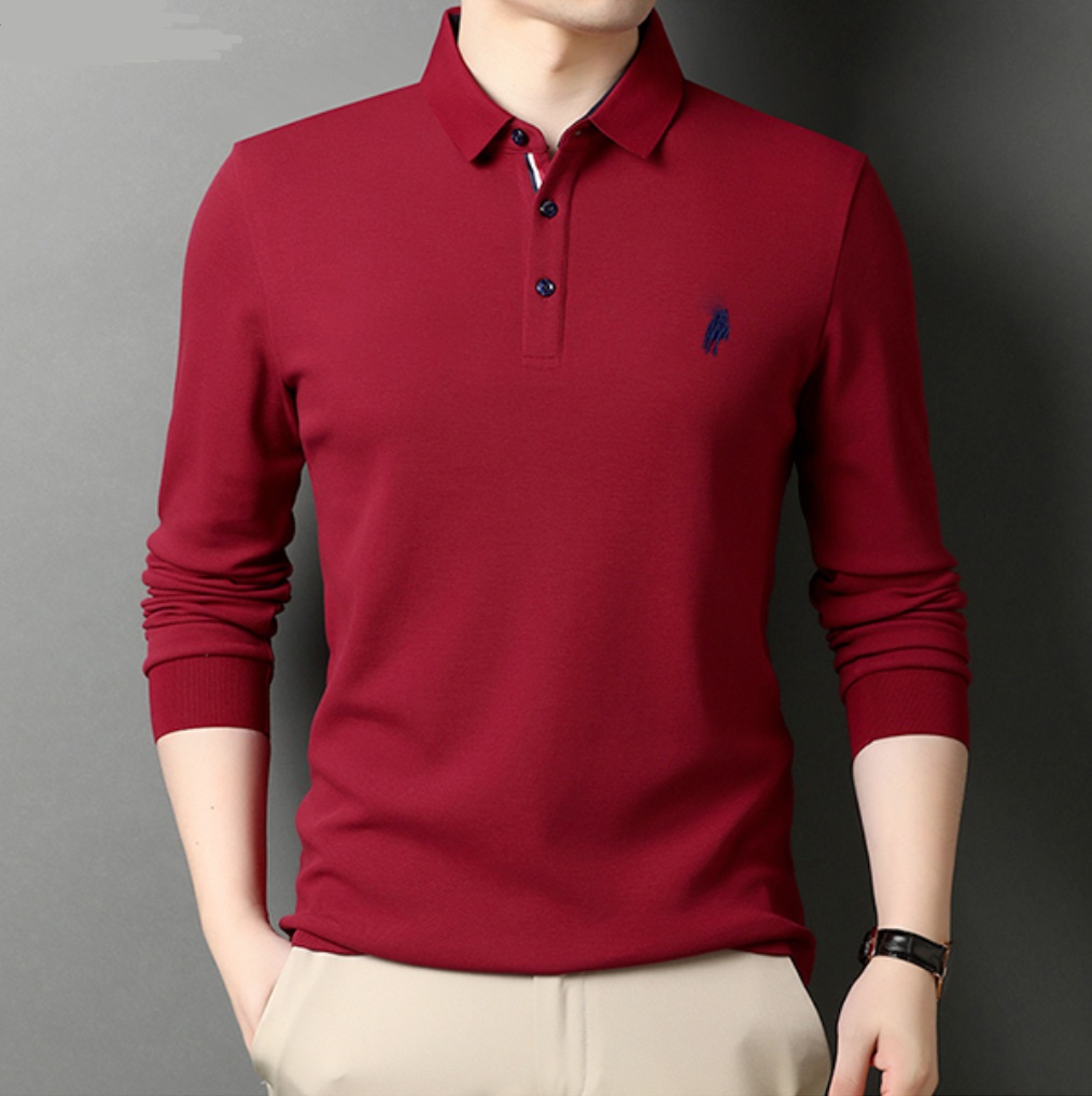 New cotton long sleeve t-shirt men's middle age simple and loose Lapel polo shirt with collar collar, White;black
New cotton long sleeve t-shirt men's middle age simple and loose Lapel polo shirt with collar collar, White;black