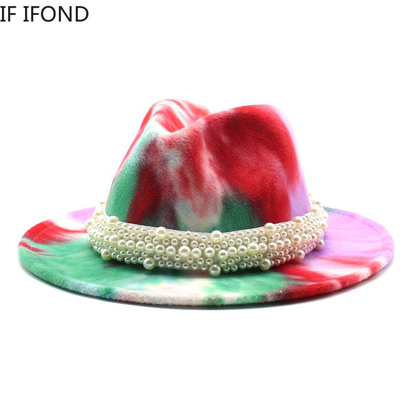 Fashion pearl wool Jazz Cap 2021 New Felt Fedora Hat For Men Women Wide Brim Tie dye Trilby Cap Party Formal Top Hat
Fashion pearl wool Jazz Cap 2021 New Felt Fedora Hat For Men Women Wide Brim Tie dye Trilby Cap Party Formal Top Hat