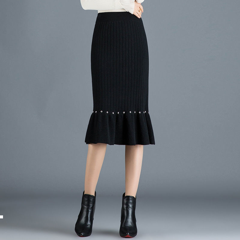 

fashionable 2021 New autumn elegant female skirts colour solid high mesh hem beads skirt y302 4BFP, Hoise
