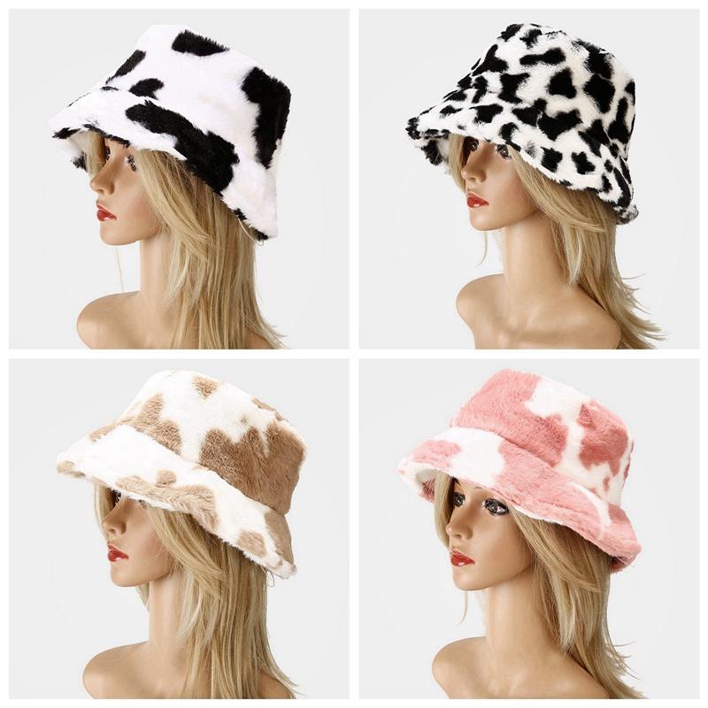 New Women Retro Cow Print Plush Fisherman Hat Fluffy Bucket Hat Fall Winter Warm Cap, Bk1
New Women Retro Cow Print Plush Fisherman Hat Fluffy Bucket Hat Fall Winter Warm Cap, Bk1