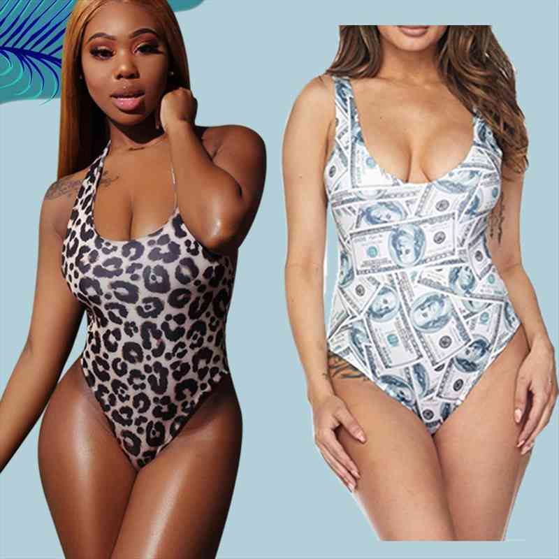 leopard print one piece bodysuits summer scoop neck sleeveless slim beachwear fashion paper money print overall dal024, Black;white
leopard print one piece bodysuits summer scoop neck sleeveless slim beachwear fashion paper money print overall dal024, Black;white