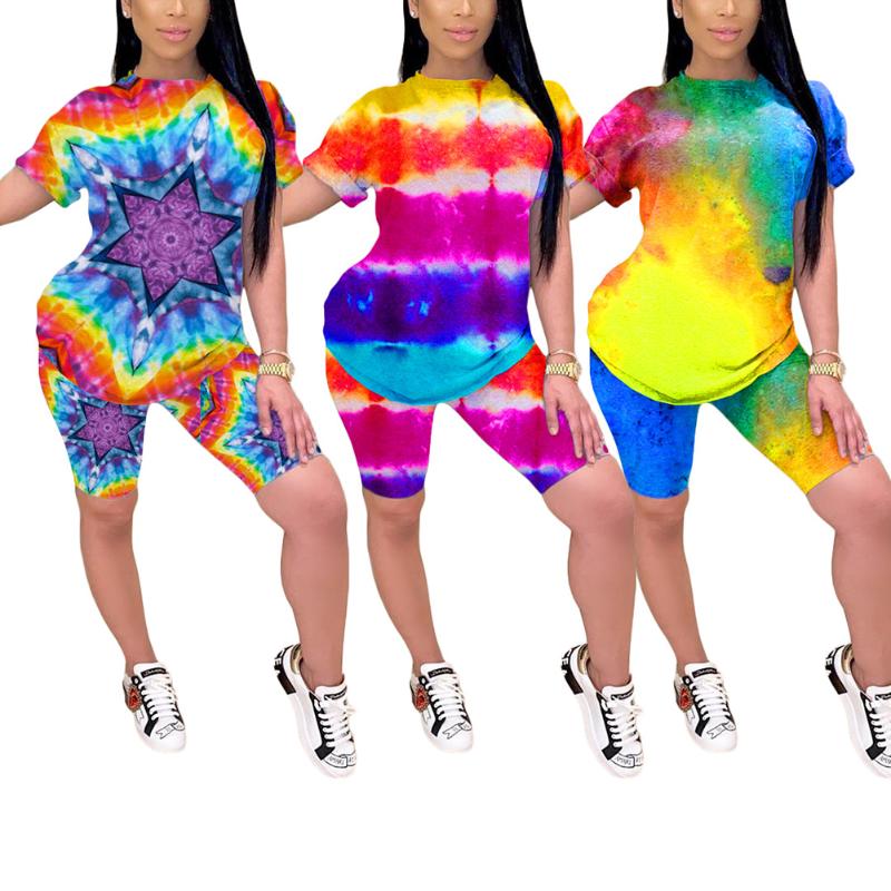 Summer Women 2Pcs Set Short Sleeve Tie Dye Cami Top And High Waist Shorts Sport Yoga Suit
Summer Women 2Pcs Set Short Sleeve Tie Dye Cami Top And High Waist Shorts Sport Yoga Suit
