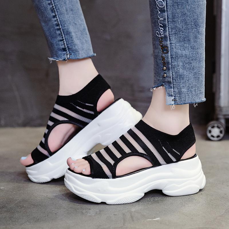 Knit Platform Sandals Breathable Peep Toe Shoes Women Shoes Summer Sweet Candy Colors Thick Sole Beach Sandals Women 2020, Black
Knit Platform Sandals Breathable Peep Toe Shoes Women Shoes Summer Sweet Candy Colors Thick Sole Beach Sandals Women 2020, Black