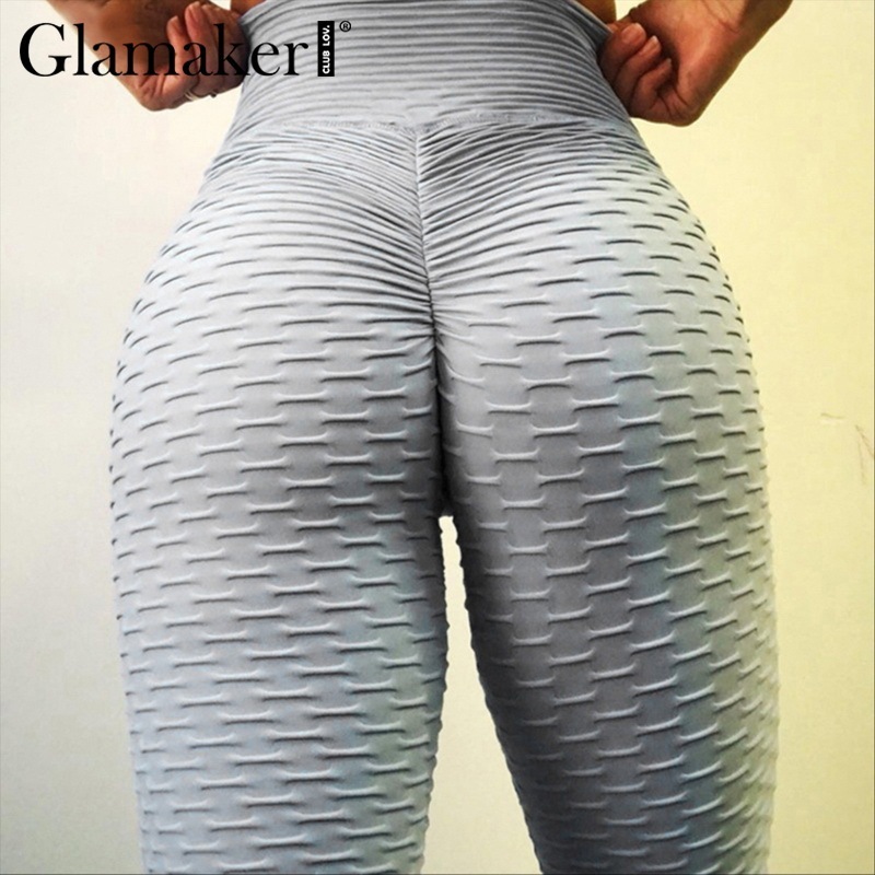 Glamaker Neon green high waist fitness legging Women white workout leggings push up Fashion sports black jeggings pants ladies 201203