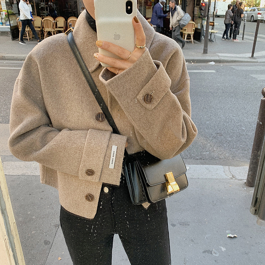 Autumn Winter Korean Short Women Coat Single Breasted Solid Color Elegant Warm Streetwear Elegant Vestidos Casual Ladies Jackets 201106