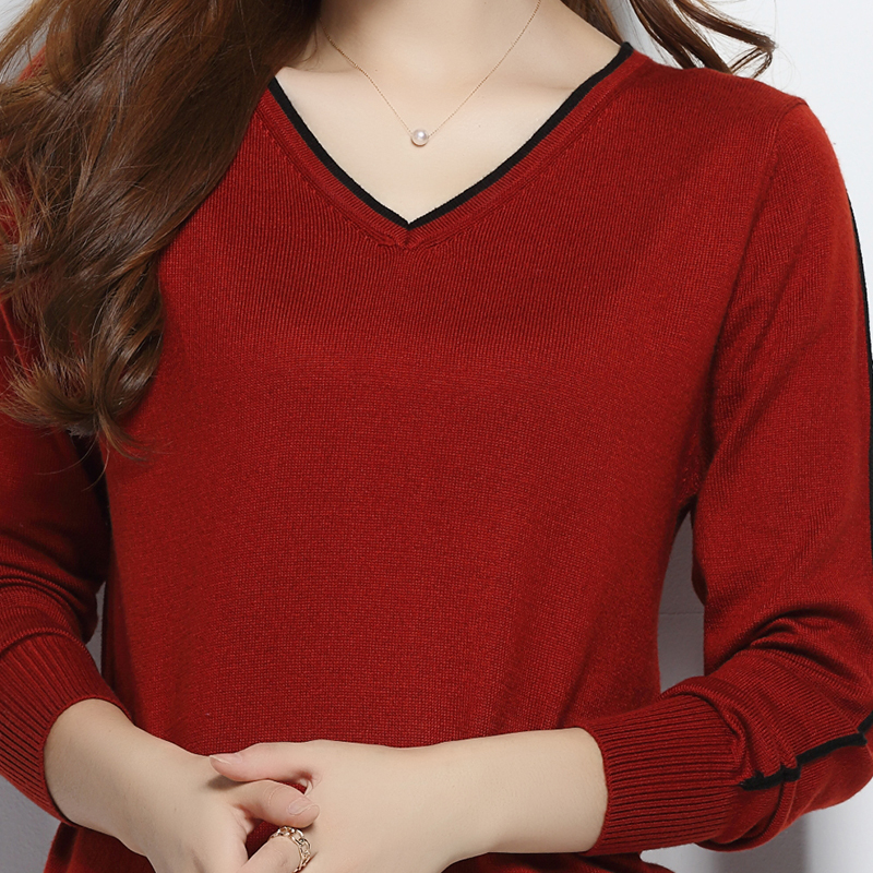 New Autumn Winter Women Sweaters And Pullovers V-neck Cashmere Sweaters Wild Female Knitted Slim Wool Sweater 14 Color 201221