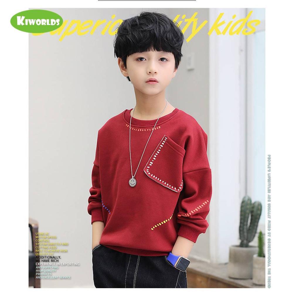 2020 Spring High quality long sleeve cotton soft boy black red khaki Tshirts fashion tops tees clothing for kids Y0121