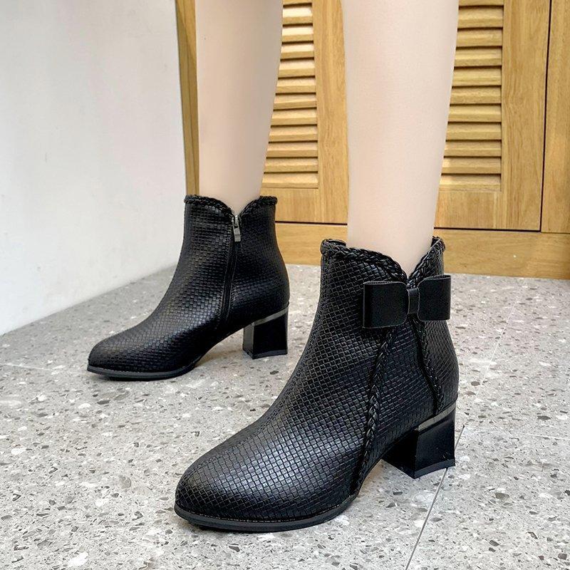 Sexy Bowknot Pointed Toe Ankle Boots Women Pumps Square Heel Zipper Knight Boots Winter Keep Warm Women Shoes Zapatillas Mujer, Black
Sexy Bowknot Pointed Toe Ankle Boots Women Pumps Square Heel Zipper Knight Boots Winter Keep Warm Women Shoes Zapatillas Mujer, Black