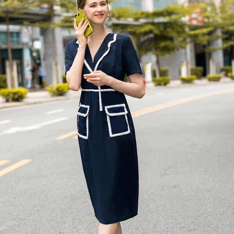 Frozen Solid Sexy Trimmed Neckline in Sleeve Short Party Thin Temper Pocket Dress New Spring and High Quality Summer Xn35, Navy blue.
Frozen Solid Sexy Trimmed Neckline in Sleeve Short Party Thin Temper Pocket Dress New Spring and High Quality Summer Xn35, Navy blue.