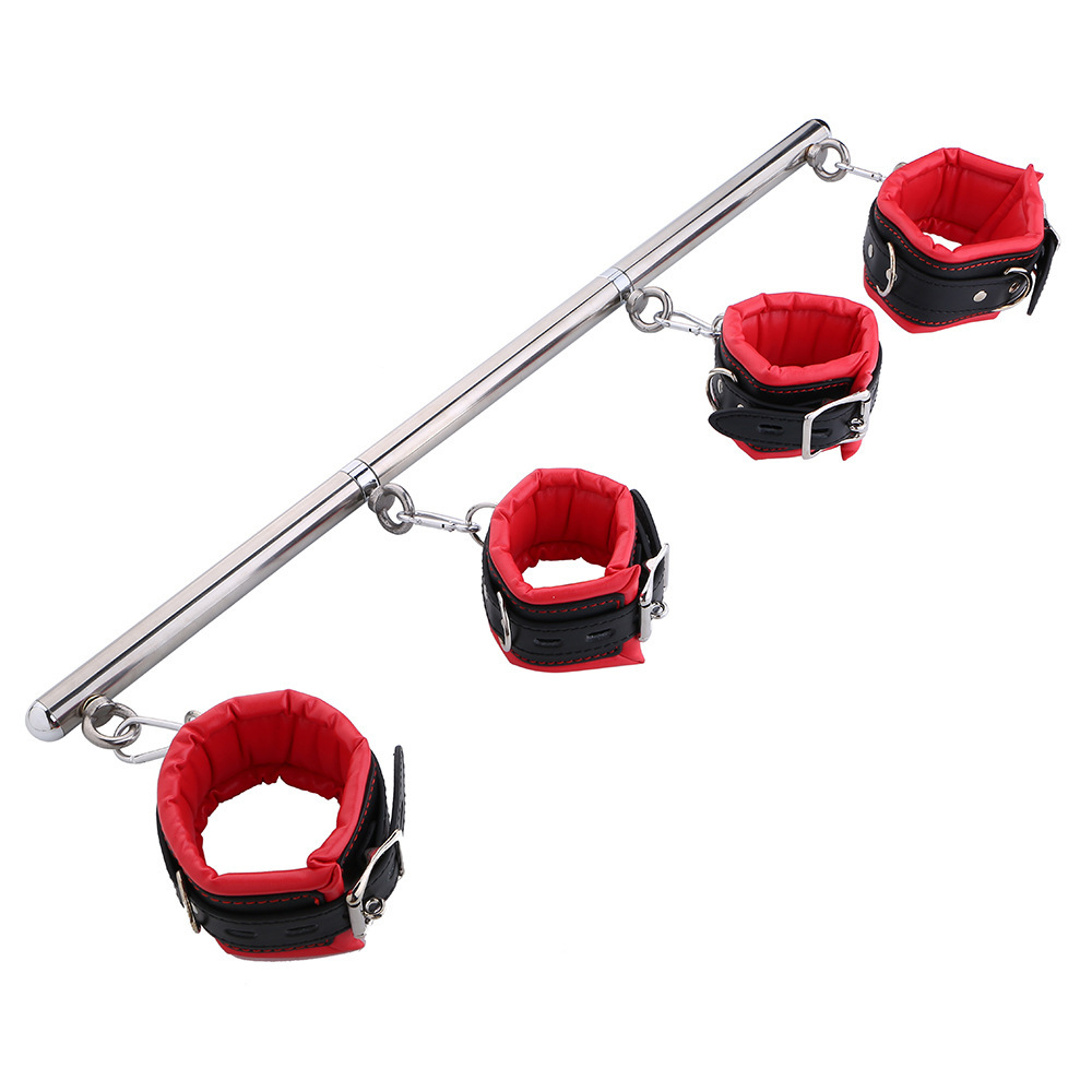 Stainless Steel Adjustable Spreader Bar Bondage Set Sex Handcuffs Ankle Cuffs Fetish Restraints Sex Toys Bdsm For Couples Y201118
