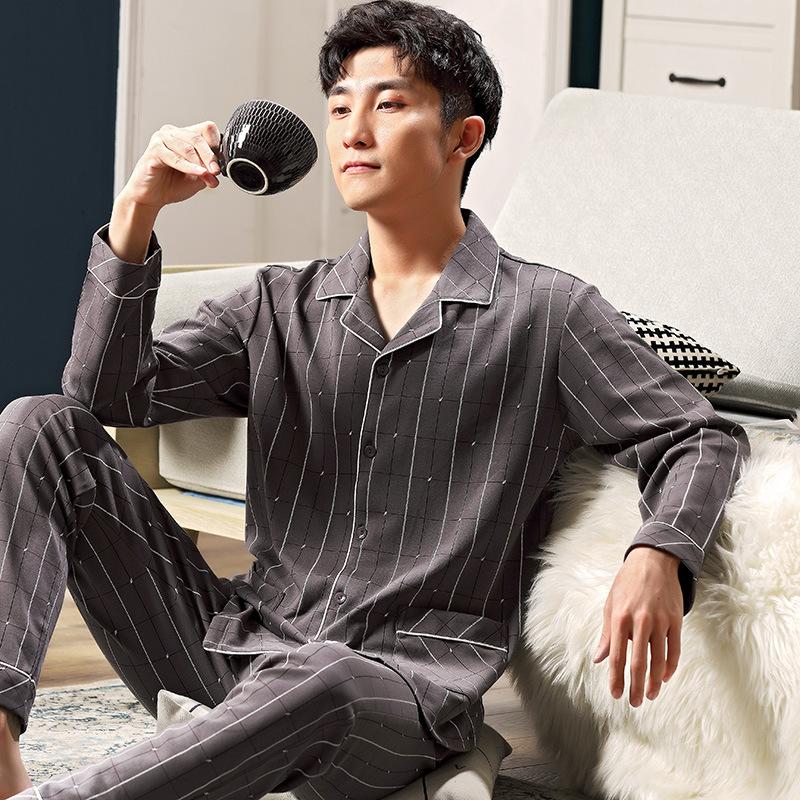 cotton spring and autumn cardigan pajamas men's elegant plus size household suit men's youth stripe pajamas long sleeve, Y2943
cotton spring and autumn cardigan pajamas men's elegant plus size household suit men's youth stripe pajamas long sleeve, Y2943