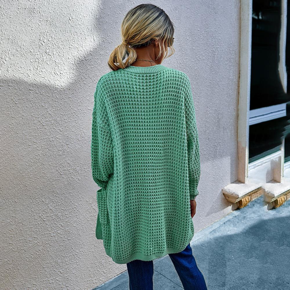 Long Sweater Cardigan Women Casual Long Sleeve Knitted Cardigans Tops Warm Autumn Winter Green Womans Clothes Fall Fashion 201221
