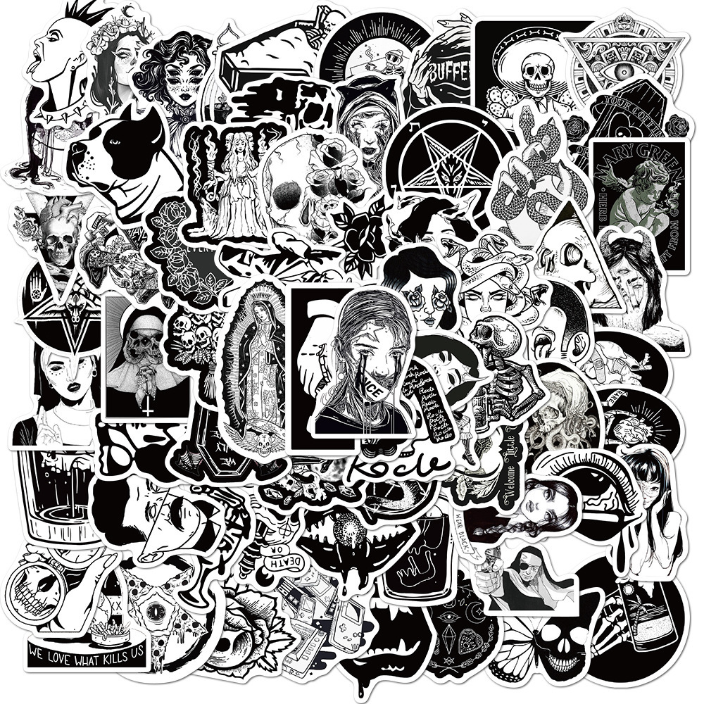 100PCS Black White Punk Goth Fashion Horror Graffiti Stickers For Motorcycle Car Helmet Guitar Laptop Skateboard Gothic Sticker Q1215
100PCS Black White Punk Goth Fashion Horror Graffiti Stickers For Motorcycle Car Helmet Guitar Laptop Skateboard Gothic Sticker Q1215