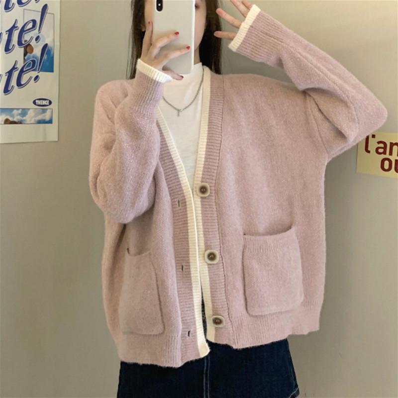 Women Sweet Knitted Oversize Cardigan V-neck Sweater Long Sleeve Vintage Thin Striped Coat Loose 2020 Autumn Clothing Korea Chic, Pink
Women Sweet Knitted Oversize Cardigan V-neck Sweater Long Sleeve Vintage Thin Striped Coat Loose 2020 Autumn Clothing Korea Chic, Pink
