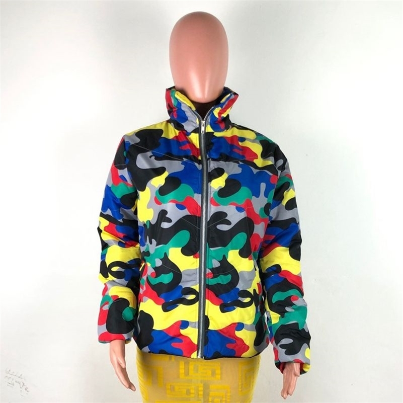 HAOYUAN Camouflage Winter Women Plus Size Clothing Down Bubble Coat Warm Thick Parka Outerwear Oversized Puffer Jacket Y201001