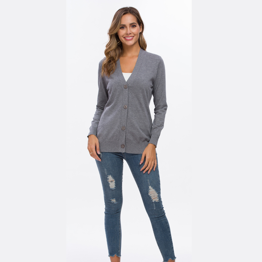 Women Knitted Cardigan Autumn V-Neck Button Up Knit Sweaters Casual Solid Ladies Knitwear Cardigan Sweater Tops Aswinfon 201225