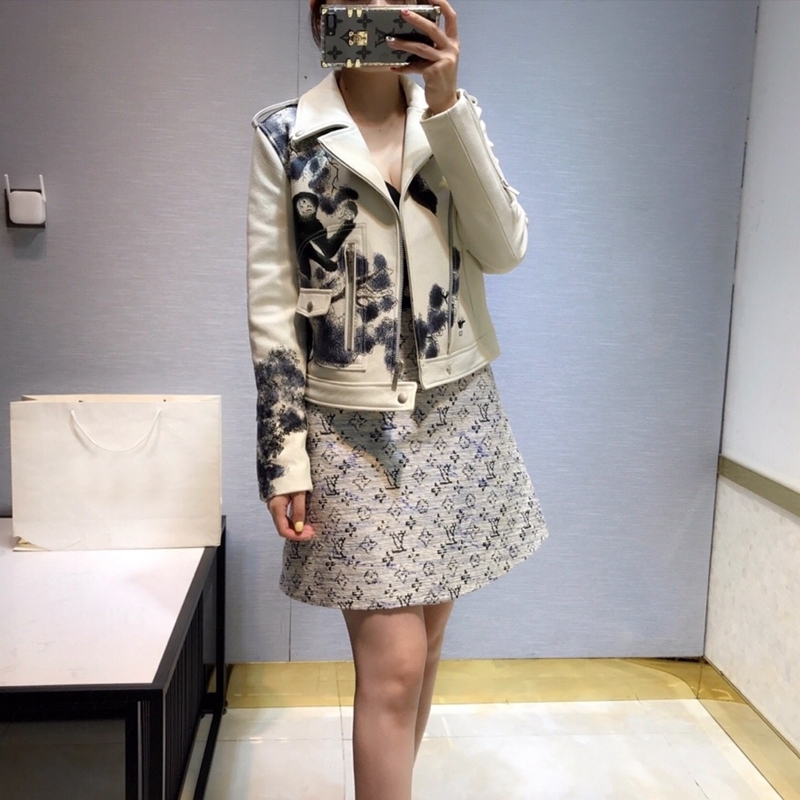 Women Genuine Leather Fashion Winter Lady Bomber Motorcycle Real Sheepskin Jackets Zippers High Quality Printed Leather 201030