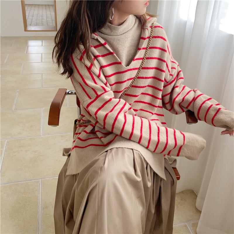 2021 Spring Women Striped V-Neck Hooded Sweater Side Split Pullovers Lady Full Sleeve Jumper Knitted Elegance Girl Tops T0N859T, Beige
2021 Spring Women Striped V-Neck Hooded Sweater Side Split Pullovers Lady Full Sleeve Jumper Knitted Elegance Girl Tops T0N859T, Beige