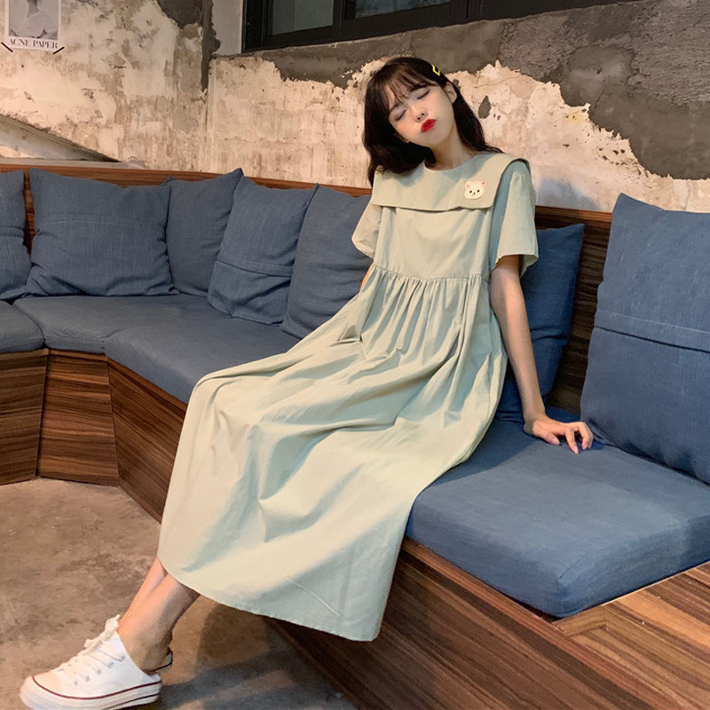 2021 New Female summer medium student pretty bear embroidered front and back can wear skirt dressed in short sleeves EG47, Light green
2021 New Female summer medium student pretty bear embroidered front and back can wear skirt dressed in short sleeves EG47, Light green